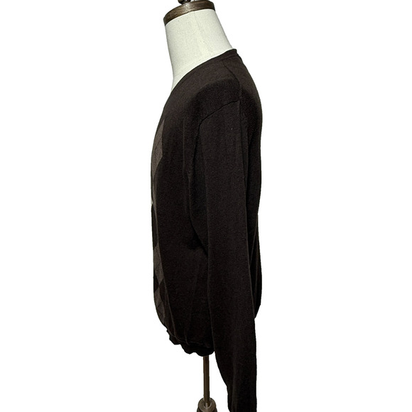 Sebastian Cooper Sweater Mens Cashmere Blend Large Brown Tan Argyle Preppy - Picture 6 of 10